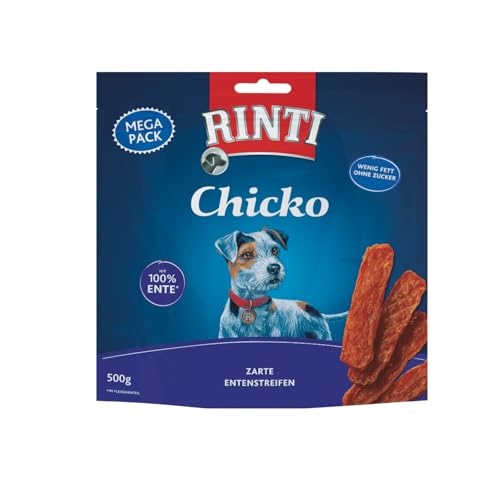 RINTI - Chicko Megapack | Leicht verdauliche Entenstreifen aus 100% Entenbrustfilet für ausgewachsene Hunde. Fettarmer und zuckerfreier Hundesnack ohne Zusatzstoffe im Frischebeutel | 5x500g Ente von Rinti