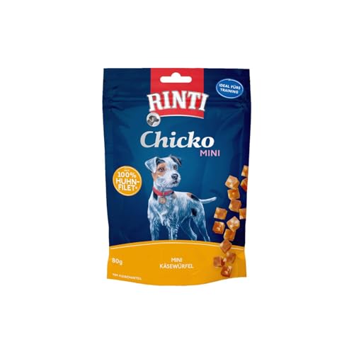 RINTI - Chicko Mini Huhnwürfel mit Käse | Kalorienarme Hundesnacks aus 100% frischem Hühnerbrustfilet für ausgewachsene Hunde. Zuckerfreie Hundeleckerlies ohne Zusätze im Frischebeutel | 12x80g von Rinti