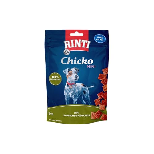 RINTI - Chicko Mini Kaninchen-Häppchen | Kalorienarme Hundesnacks aus 100% frischem Kaninchenfleisch für ausgewachsene Hunde. Zuckerfreie Hundeleckerlies ohne Zusätze im Frischebeutel | 12x60g von Rinti