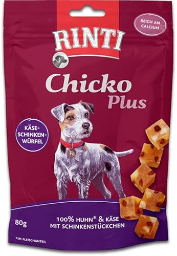 RINTI Chicko Plus KÄSE-SCHINKEN-WÜRFEL für ausgewachsene Hunde - 1 x 80g von Rinti