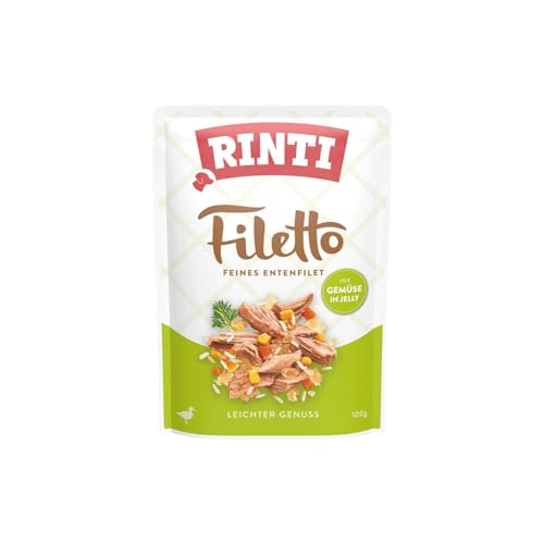 Rinti - Filetto | Leicht verdauliches Nassfutter für ausgewachsene Hunde. Ergänzungsfutter in Jelly im Frischebeutel ohne Farb- und Konservierungsstoffe | 24x100g Ente + Gemüse von Rinti