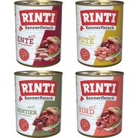 RINTI Kennerfleisch 12 x 800 g - Mix (Rind, Pute, Ente, Rentier) von Rinti