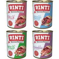 RINTI Kennerfleisch 800g x 24 - Sparpaket - Mix (Schinken, Wild, Geflügelherzen, Kalb) von Rinti