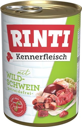 RINTI - Kennerfleisch | Nassfutter mit 70% Fleisch für ausgewachsene Hunde. Getreidefreies Alleinfutter in der Dose ohne Soja, Farb- und Konservierungsstoffe | 12x400g Wildschwein RINTI - Kennerfleisch | Nassfutter mit 70% Fleisch für ausgewachsene Hunde. Getreidefreies Alleinfutter in der Dose ohne Soja, Farb- und Konservierungsstoffe | 12x400g Wildschwein von Rinti