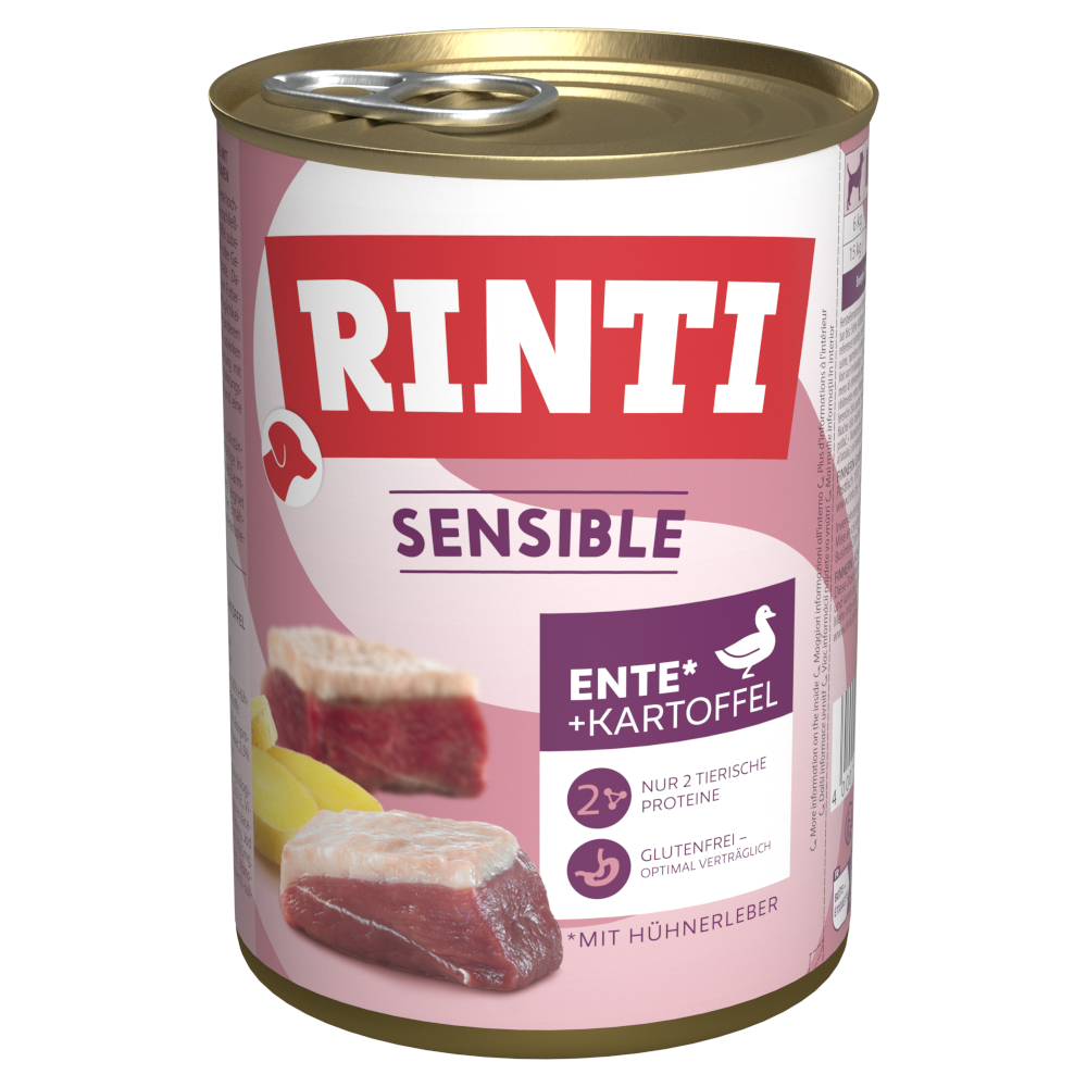 RINTI Sensible 6 x 400 g - Ente & Kartoffel mit Hühnerleber von Rinti