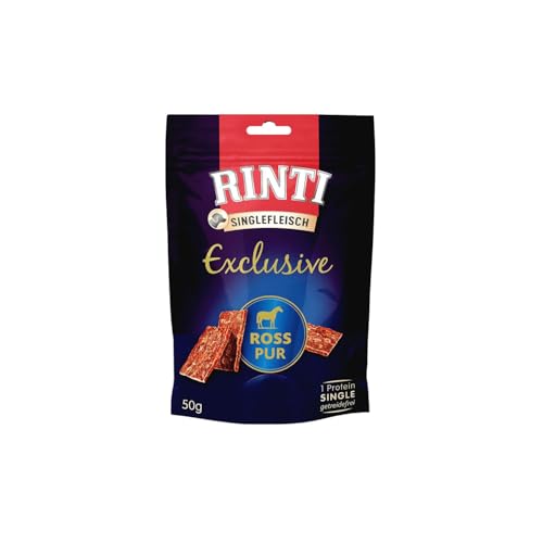 RINTI - Singlefleisch Exclusive | Leicht verdauliche Snacks aus exklusiver Fleischart für Sensible, ausgewachsene Hunde. Getreide- und zuckerfreie Hundesnacks im Frischebeutel | 12x50g Ross Pur von Rinti