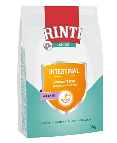 RINTI - Canine Intestinal | Leicht verdauliches Diät Trockenfutter für ausgewachsene Hunde mit gastrointestinalen Problemen. Alleinfutter mit erhöhtem Elektrolytgehalt im Beutel | 4x1kg Ente von Rinti