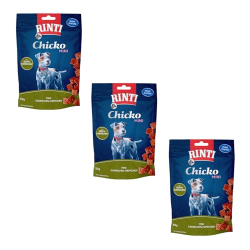 Rinti Chicko Mini | 3er Pack | 3 x 60 g | Aus frischem Fleisch zubereitet | Schonend luftgetrocknet | Wiederverschließbar | Ohne Soja und Fleischmehle von Rinti