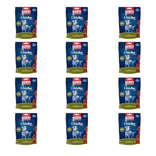 Rinti Chicko Mini | 12er Pack | 12 x 60 g | Aus frischem Fleisch zubereitet | Schonend luftgetrocknet | Wiederverschließbar | Ohne Soja und Fleischmehle von Rinti