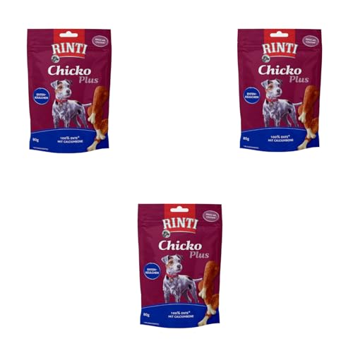 Rinti Chicko Plus Entenkeulchen | 3er Pack | 3 x 80 g | Aus frischem Entenbrustfilet zubereitet | Schonend luftgetrocknet | Wiederverschließbar | Ohne Soja und Fleischmehle von Rinti