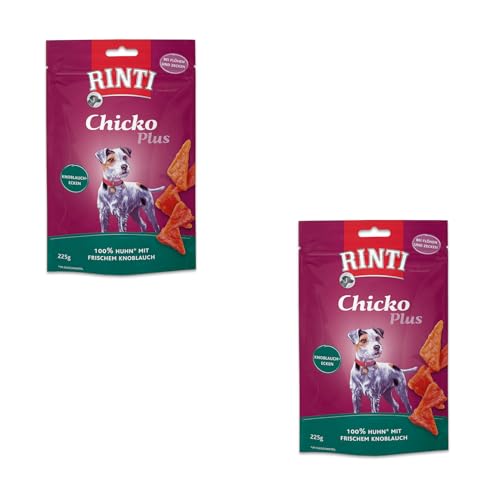 Rinti Chicko Plus Knoblauchecken | Doppelpack | 2 x 225 g | Hühnerfilet mit frischem Knoblauch | Ohne Fleischmehle, Soja oder andere Zusatzstoffe | Schonend luftgetrocknet von Rinti