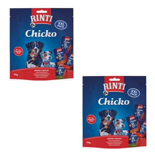 Rinti Chicko Sortenvielfalt XXL | Doppelpack | 2 x 700 g | Snack für Hunde in 4 köstlichen Sorten | Ohne Fleischmehle und Soja | Schonend luftgetrocknet und leicht bekömmlich von Rinti