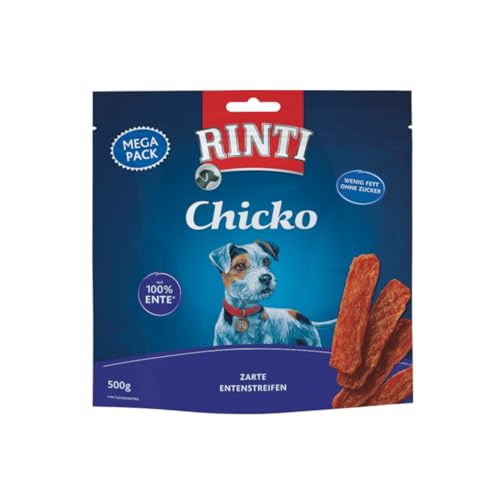 Rinti Chicko zarte Entenstreifen | 500 g | Snack für Hunde | Aus frischer Entenbrust zubereitet | Ohne Fleischmehle und Soja | Schonend luftgetrocknet und leicht bekömmlich von Rinti