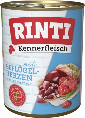 Rinti Dose Kennerfleisch Multipack mit Geflügelherzen 48 x 800 g von Rinti