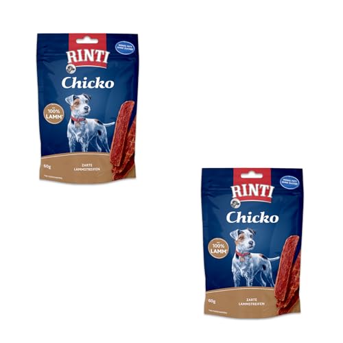 Rinti Extra Chicko Lamm | Doppelpack | 2 x 60 g | Ergänzungsfuttermittel für ausgewachsene Hunde | Leicht bekömmlich und gut verdaulich | Zarte Lamm-Streifen | Ohne Soja von Rinti