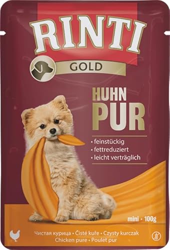 Rinti Gold Mini Huhn Pur | 10 x 100 g | Alleinfuttermittel für ausgewachsene kleine Hunde | Ausschließlich Huhn für empfindliche Hunde bei Allergien | Im Frischebeutel von Rinti
