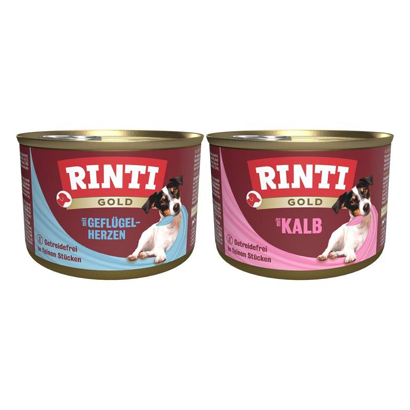 Rinti Gold Mixpaket mit Geflügelherzen & Kalb 24x185g von Rinti