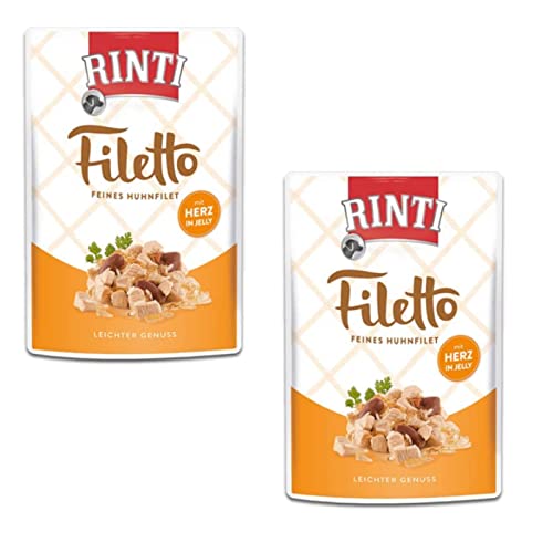 Rinti Hund - Filetto Huhn & HÜHNERHERZ - Doppelpack - 2 x 24 x 100g von Rinti