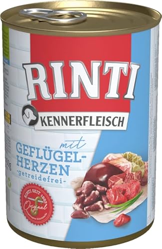 Rinti Hundenassfutter Kennerfleisch mit Geflügelherzen 6x400g von Rinti