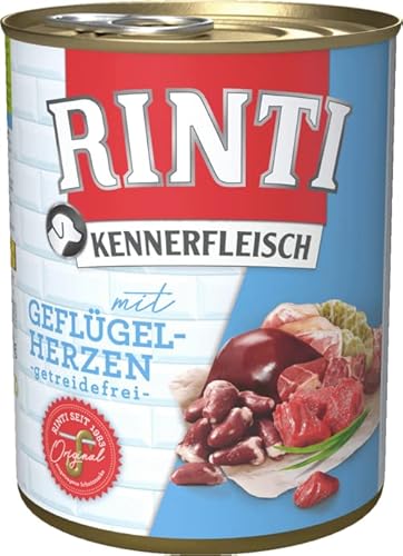 Rinti Hundenassfutter Kennerfleisch mit Geflügelherzen 6x800g von Rinti