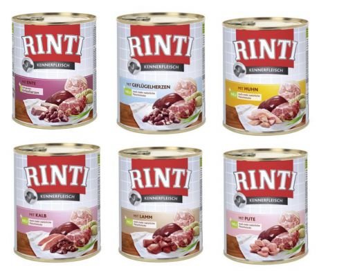 RINTI Kennerfleisch | Hunde Nassfutter | 6x800g | Mixpaket M1 | 70 % Fleisch & Innereien | ohne Getreide von Rinti