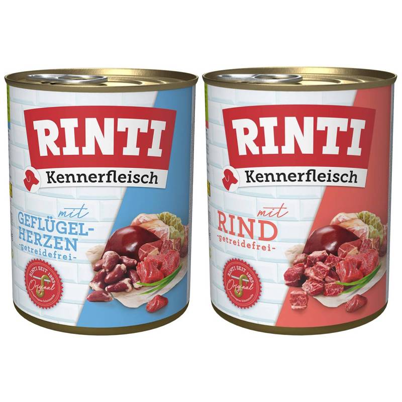 Rinti Kennerfleisch Mix Rind & Geflügelherzen 24x800g von Rinti