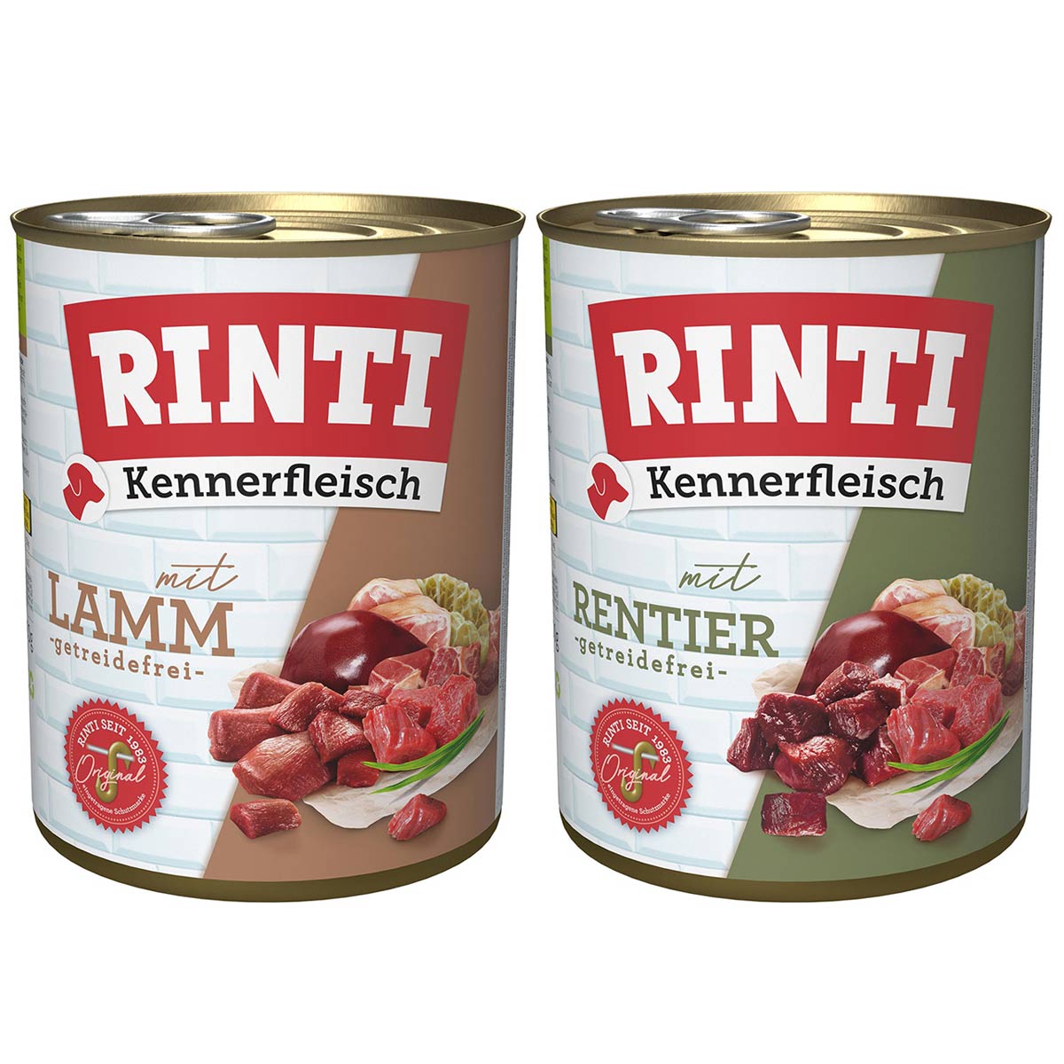 Rinti Kennerfleisch Mixpaket mit Rentier und Lamm 24x800g von Rinti