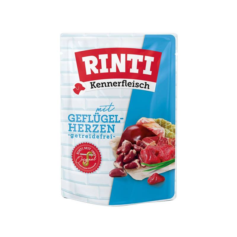 Rinti Kennerfleisch mit Geflügelherzen Pouch 10x400g von Rinti