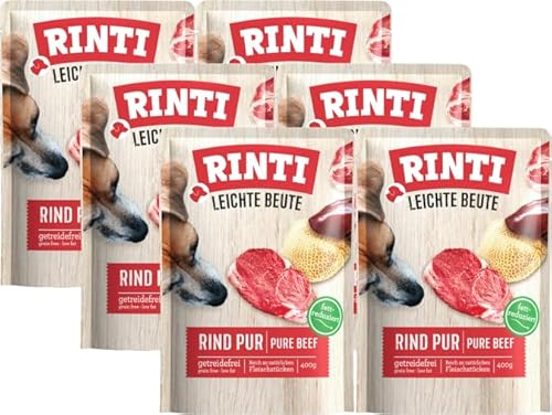 Rinti Leichte Beute Rind 6 x 400g | Getreidefreies Nassfutter | Monoprotein | Mit Leinöl & Flohsamen | Wenig Fett & gut verträglich | Ohne Soja | Umweltfreundlicher Frischebeutel Rinti Leichte Beute Rind 6 x 400g | Getreidefreies Nassfutter | Monoprotein | Mit Leinöl & Flohsamen | Wenig Fett & gut verträglich | Ohne Soja | Umweltfreundlicher Frischebeutel von Rinti