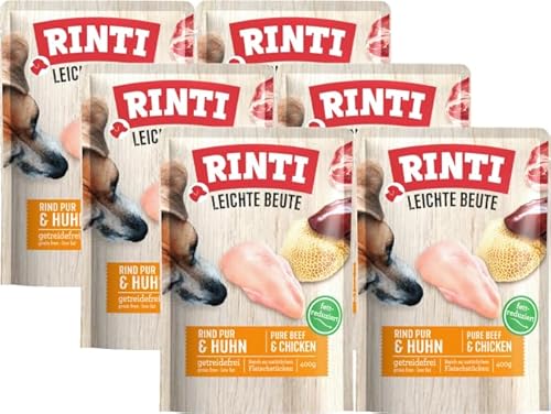 Rinti Leichte Beute Rind & Huhn 6 x 400g | Getreidefreies Nassfutter | Wenig Fett & gut verträglich | Ohne Soja | Umweltfreundlicher Frischebeutel Rinti Leichte Beute Rind & Huhn 6 x 400g | Getreidefreies Nassfutter | Wenig Fett & gut verträglich | Ohne Soja | Umweltfreundlicher Frischebeutel von Rinti