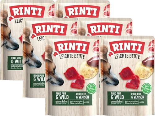 Rinti Leichte Beute Rind & Wild 6 x 400g | Getreidefreies Nassfutter | Wenig Fett & gut verträglich | Ohne Soja | Umweltfreundlicher Frischebeutel Rinti Leichte Beute Rind & Wild 6 x 400g | Getreidefreies Nassfutter | Wenig Fett & gut verträglich | Ohne Soja | Umweltfreundlicher Frischebeutel von Rinti