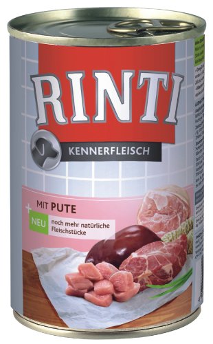 Rinti Pur Kennerfleisch Pute für Hunde, 24er Pack (24 x 400 g) von Rinti