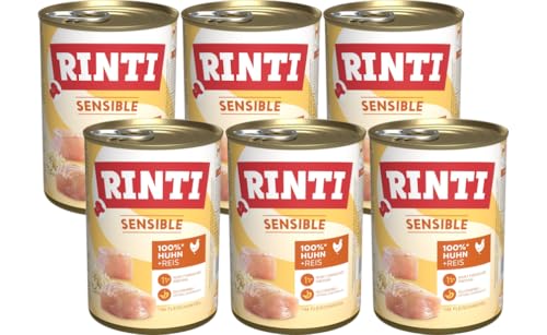 Rinti Sensible Huhn + Reis 6 x 400g | Hypoallergenes Nassfutter für Hunde | Glutenfrei & ohne Soja | Nur 1 Proteinquelle | Für empfindliche Hunde & Allergiker | Alleinfuttermittel Rinti Sensible Huhn + Reis 6 x 400g | Hypoallergenes Nassfutter für Hunde | Glutenfrei & ohne Soja | Nur 1 Proteinquelle | Für empfindliche Hunde & Allergiker | Alleinfuttermittel von Rinti