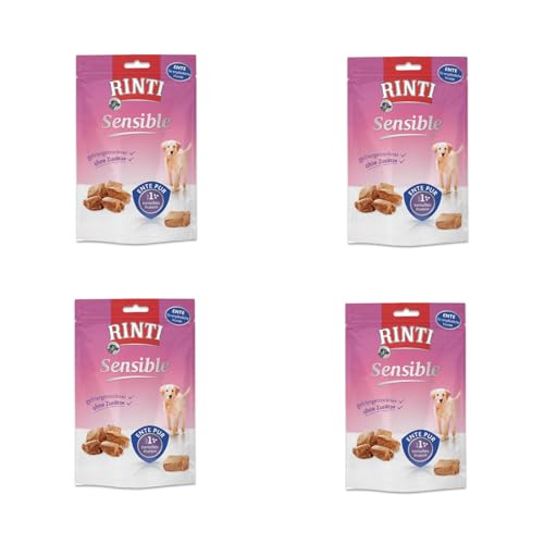 Rinti Sensible Snack Ente | 4er Pack | 4 x 120 g | Ergänzungsfuttermittel für ausgewachsene Hunde | Für empfindliche Hunde | Leicht verdaulich mit der Echtfleisch-Garantie von Rinti