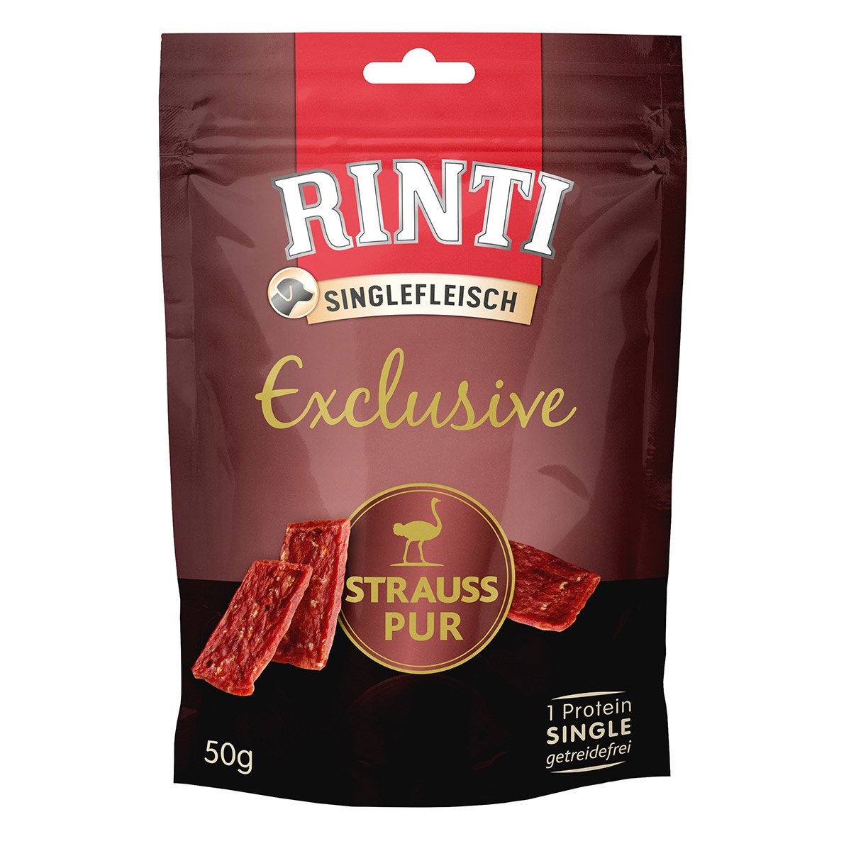 Rinti Singlefleisch Exclusive Snack Strauss pur 12x50g von Rinti