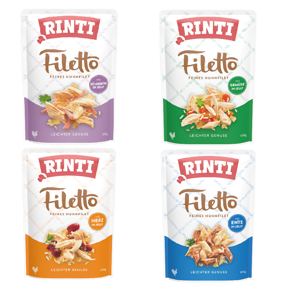 Sparpaket RINTI Filetto Pouch in Jelly 48 x 100 g - Mix (4 Sorten) von Rinti