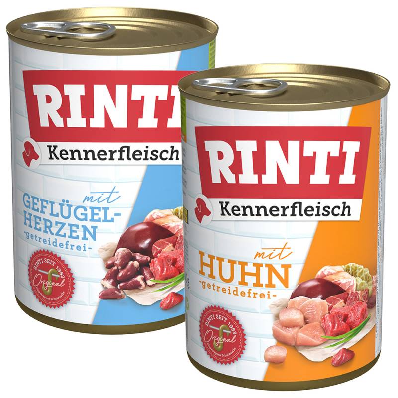 Sparpaket RINTI Kennerfleisch 24 x 400 g - Mixpaket Geflügel: 2 Sorten von Rinti