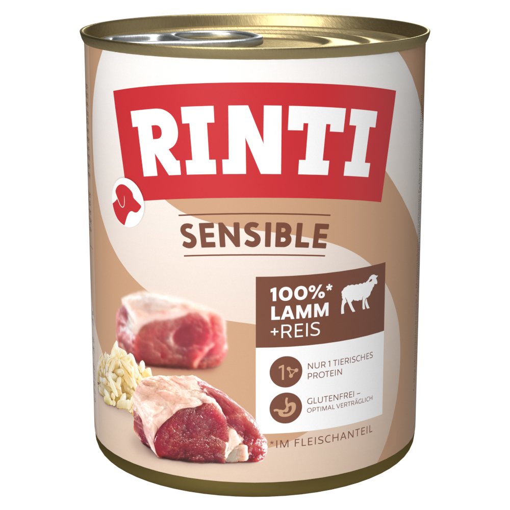 Sparpaket RINTI Sensible 24 x 800g - Lamm & Reis von Rinti