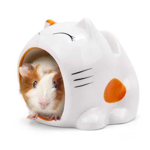 Hamster-Schlafnest, Keramik, verhindert Käfig, Hamsterhaus, Kleintiere, für syrische Hamster, Kaninchen, Rennmäuse, Chichilla, Igel, Zuckergleiter, Ratte (Orange) von Riobby