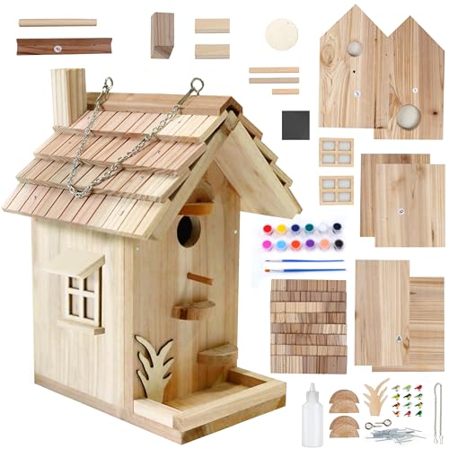 Vogelhaus-Bausatz aus Holz für Erwachsene zum Bauen, DIY Vogelhaus Bastelsets für draußen, Erwachsene Holzbearbeitung Bausätze, hängendes Vogelhaus für Garten, Hof (Holz, 21,6 cm) von Rioychan