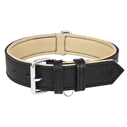 Riparo Echtes Leder Verstellbares Hundehalsband mit Zusätzlicher Verstärkung (XXL: 5CM Breit für 60,9CM - 73,7CM Hals, Schwarz) von Riparo Motorsports