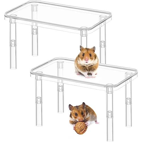 Ripeng 2 Sets Hamsterplattform Kunststoff Spielplattform Transparent Hamster Ständer Plattform Kleine Haustiere Käfig Zubehör für Rennmäuse Zwerg Syrische Hamster Mäuse Chinchilla Papagei Vogel von Ripeng