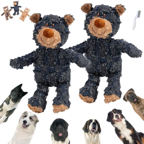 Ripkegn Unbreaka Bear,Unbreaka Bear Dog Unbreakable Teddy Extreme Bear,Dog Companion for Heavy Chewers,Unbreakable Bear Dog Toy,Queaky Tough Heavy Duty Chewer Large Breed DogToy (Denim Blue * 2PCS) von Ripkegn