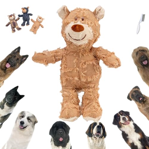 Ripkegn Unbreaka Bear,Unbreaka Bear Dog Unbreakable Teddy Extreme Bear,Dog Companion for Heavy Chewers,Unbreakable Bear Dog Toy,Queaky Tough Heavy Duty Chewer Large Breed DogToy (Light Brown * 1PCS) von Ripkegn