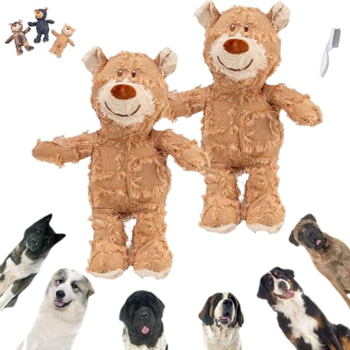 Ripkegn Unbreaka Bear,Unbreaka Bear Dog Unbreakable Teddy Extreme Bear,Dog Companion for Heavy Chewers,Unbreakable Bear Dog Toy,Queaky Tough Heavy Duty Chewer Large Breed DogToy (Light Brown * 2PCS) von Ripkegn