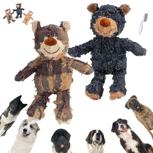 Unbreaka Bear,Unbreaka Bear Dog Unbreakable Teddy Extreme Bear,Dog Companion for Heavy Chewers,Unbreakable Bear Dog Toy,Queaky Tough Heavy Duty Chewer Large Breed DogToy (Dark purple+Denim blue*2PCS) von Ripkegn