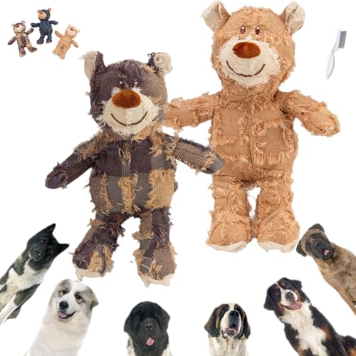 Unbreaka Bear,Unbreaka Bear Dog Unbreakable Teddy Extreme Bear,Dog Companion for Heavy Chewers,Unbreakable Bear Dog Toy,Queaky Tough Heavy Duty Chewer Large Breed DogToy (Dark purple+Light brown*2PCS) von Ripkegn