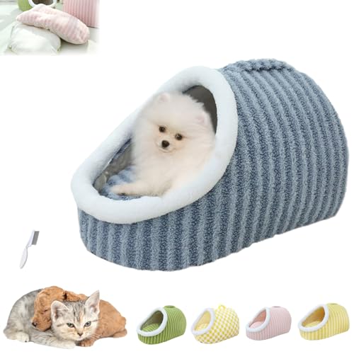 Zentric Cozy Hideaway Pet Bed, Zentric Dog Bed, Pet Bed with Cover Cave, Cozy Pet Hideaway Bed for Dogs, Indoor Pet Nest Bed with Removable Mattress (Blue * 1PCS, L(23.6 * 17.7 * 13.7inch)) von Ripkegn