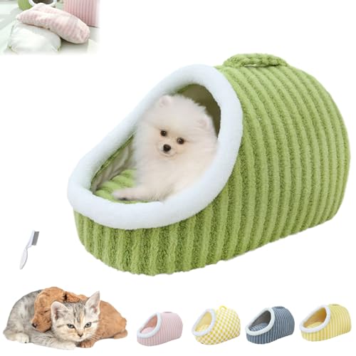 Zentric Cozy Hideaway Pet Bed, Zentric Dog Bed, Pet Bed with Cover Cave, Cozy Pet Hideaway Bed for Dogs, Indoor Pet Nest Bed with Removable Mattress (Green * 1PCS, L(23.6 * 17.7 * 13.7inch)) von Ripkegn