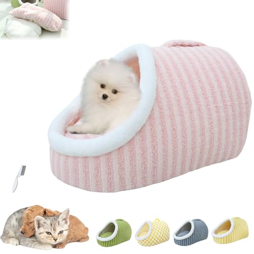 Zentric Cozy Hideaway Pet Bed, Zentric Dog Bed, Pet Bed with Cover Cave, Cozy Pet Hideaway Bed for Dogs, Indoor Pet Nest Bed with Removable Mattress (Pink * 1PCS, L(23.6 * 17.7 * 13.7inch)) von Ripkegn